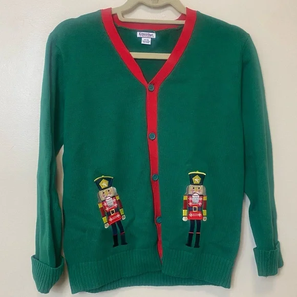 Kite Strings Boys V-Neck Cardigan. Green and Red. Size 14/16 NWOT. - Picture 3 of 6